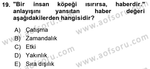 Basın Fotoğrafçılığı Dersi 2022 - 2023 Yılı (Vize) Ara Sınav Soruları 19. Soru