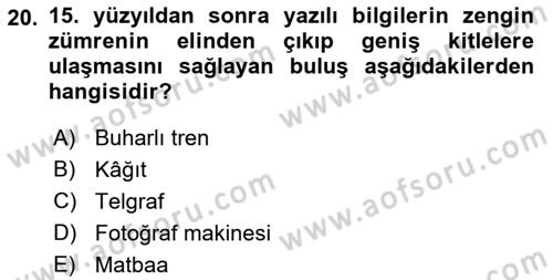 Basın Fotoğrafçılığı Dersi 2022 - 2023 Yılı (Vize) Ara Sınav Soruları 20. Soru