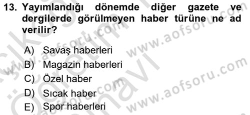 Basın Fotoğrafçılığı Dersi 2022 - 2023 Yılı Yaz Okulu Sınav Soruları 13. Soru
