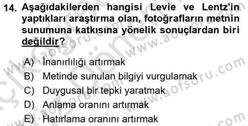Basın Fotoğrafçılığı Dersi 2023 - 2024 Yılı (Vize) Ara Sınav Soruları 14. Soru