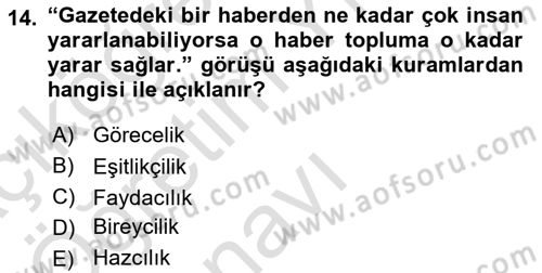 Basın Fotoğrafçılığı Dersi 2023 - 2024 Yılı Yaz Okulu Sınav Soruları 14. Soru