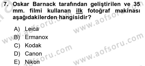 Basın Fotoğrafçılığı Dersi 2024 - 2025 Yılı (Vize) Ara Sınav Soruları 7. Soru