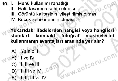  Sayısal Görüntüleme Teknolojileri Dersi Ara Sınavı Deneme Sınav Soruları 10. Soru