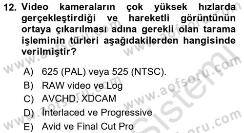  Sayısal Görüntüleme Teknolojileri Dersi Ara Sınavı Deneme Sınav Soruları 12. Soru