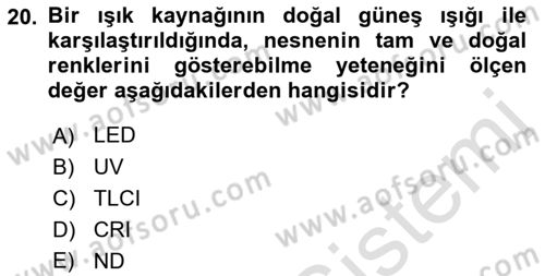  Sayısal Görüntüleme Teknolojileri Dersi Ara Sınavı Deneme Sınav Soruları 20. Soru