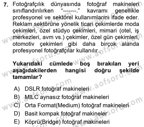  Sayısal Görüntüleme Teknolojileri Dersi Ara Sınavı Deneme Sınav Soruları 7. Soru