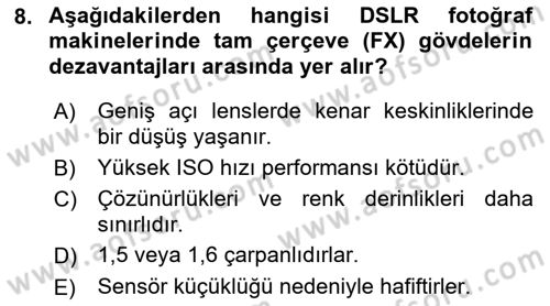  Sayısal Görüntüleme Teknolojileri Dersi Ara Sınavı Deneme Sınav Soruları 8. Soru