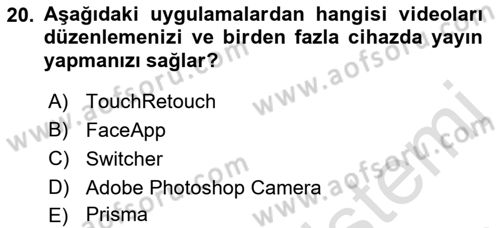  Sayısal Görüntüleme Teknolojileri Dersi 2021 - 2022 Yılı (Final) Dönem Sonu Sınav Soruları 20. Soru
