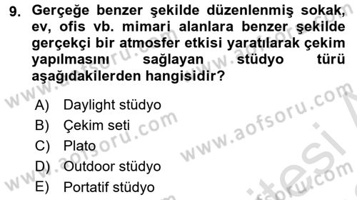  Sayısal Görüntüleme Teknolojileri Dersi 2021 - 2022 Yılı (Final) Dönem Sonu Sınav Soruları 9. Soru