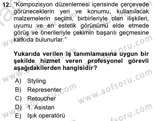  Sayısal Görüntüleme Teknolojileri Dersi 2021 - 2022 Yılı Yaz Okulu Sınavı 12. Soru