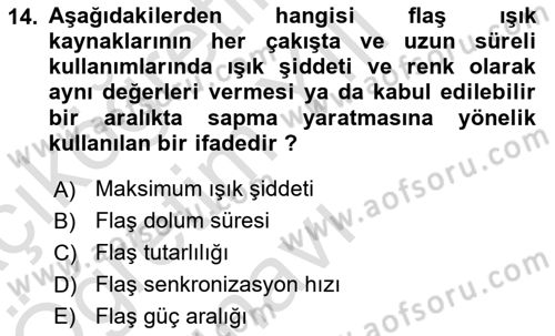  Sayısal Görüntüleme Teknolojileri Dersi 2021 - 2022 Yılı Yaz Okulu Sınavı 14. Soru