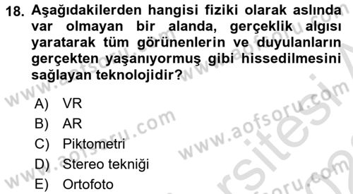  Sayısal Görüntüleme Teknolojileri Dersi 2021 - 2022 Yılı Yaz Okulu Sınavı 18. Soru