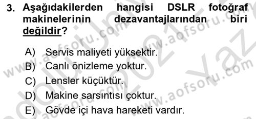  Sayısal Görüntüleme Teknolojileri Dersi 2021 - 2022 Yılı Yaz Okulu Sınavı 3. Soru