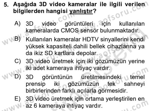  Sayısal Görüntüleme Teknolojileri Dersi 2021 - 2022 Yılı Yaz Okulu Sınavı 5. Soru