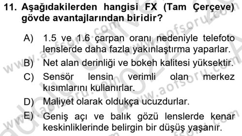  Sayısal Görüntüleme Teknolojileri Dersi Ara Sınavı Deneme Sınav Soruları 11. Soru