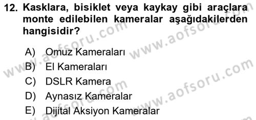  Sayısal Görüntüleme Teknolojileri Dersi 2022 - 2023 Yılı (Vize) Ara Sınavı 12. Soru