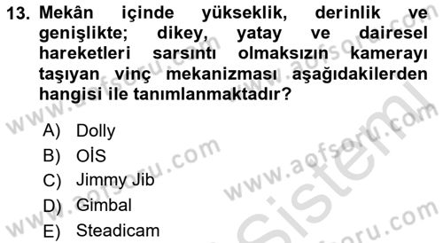  Sayısal Görüntüleme Teknolojileri Dersi Ara Sınavı Deneme Sınav Soruları 13. Soru