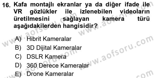  Sayısal Görüntüleme Teknolojileri Dersi 2022 - 2023 Yılı (Vize) Ara Sınavı 16. Soru