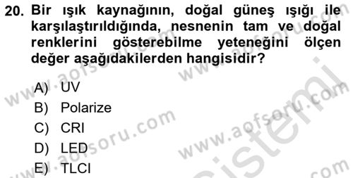  Sayısal Görüntüleme Teknolojileri Dersi 2022 - 2023 Yılı (Vize) Ara Sınavı 20. Soru