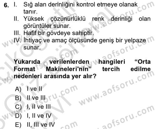  Sayısal Görüntüleme Teknolojileri Dersi Ara Sınavı Deneme Sınav Soruları 6. Soru