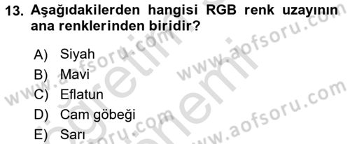  Sayısal Görüntüleme Teknolojileri Dersi 2022 - 2023 Yılı (Final) Dönem Sonu Sınav Soruları 13. Soru