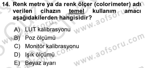  Sayısal Görüntüleme Teknolojileri Dersi 2022 - 2023 Yılı (Final) Dönem Sonu Sınav Soruları 14. Soru