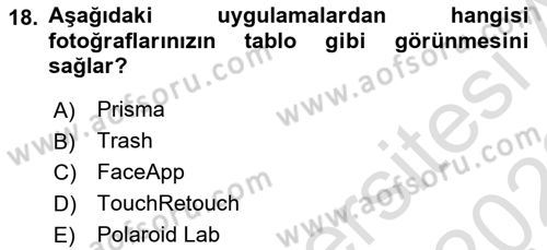  Sayısal Görüntüleme Teknolojileri Dersi 2022 - 2023 Yılı (Final) Dönem Sonu Sınav Soruları 18. Soru