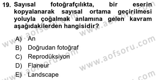 Sayısal Görüntüleme Teknolojileri Dersi 2022 - 2023 Yılı (Final) Dönem Sonu Sınav Soruları 19. Soru