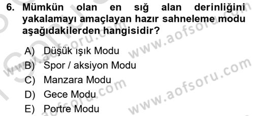  Sayısal Görüntüleme Teknolojileri Dersi 2022 - 2023 Yılı (Final) Dönem Sonu Sınav Soruları 6. Soru