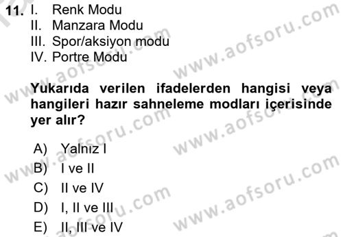  Sayısal Görüntüleme Teknolojileri Dersi 2022 - 2023 Yılı Yaz Okulu Sınav Soruları 11. Soru