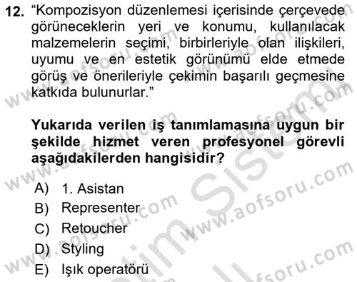  Sayısal Görüntüleme Teknolojileri Dersi 2022 - 2023 Yılı Yaz Okulu Sınav Soruları 12. Soru