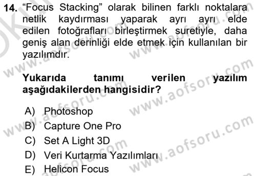  Sayısal Görüntüleme Teknolojileri Dersi 2022 - 2023 Yılı Yaz Okulu Sınav Soruları 14. Soru