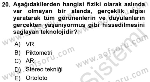  Sayısal Görüntüleme Teknolojileri Dersi 2022 - 2023 Yılı Yaz Okulu Sınav Soruları 20. Soru