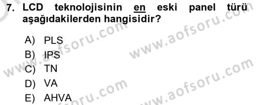  Sayısal Görüntüleme Teknolojileri Dersi 2022 - 2023 Yılı Yaz Okulu Sınav Soruları 7. Soru