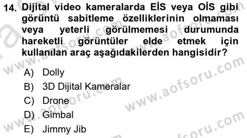  Sayısal Görüntüleme Teknolojileri Dersi Ara Sınavı Deneme Sınav Soruları 14. Soru