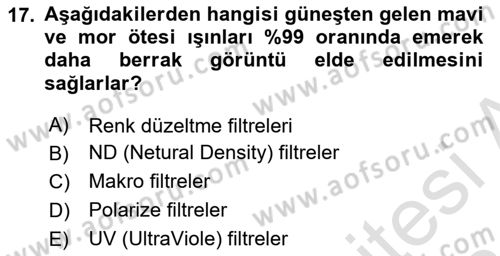  Sayısal Görüntüleme Teknolojileri Dersi Ara Sınavı Deneme Sınav Soruları 17. Soru