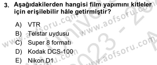  Sayısal Görüntüleme Teknolojileri Dersi Ara Sınavı Deneme Sınav Soruları 3. Soru