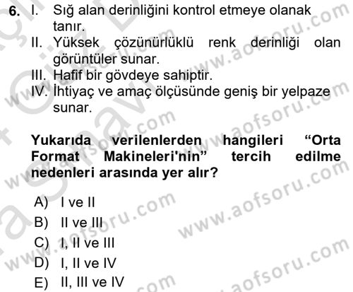  Sayısal Görüntüleme Teknolojileri Dersi Ara Sınavı Deneme Sınav Soruları 6. Soru