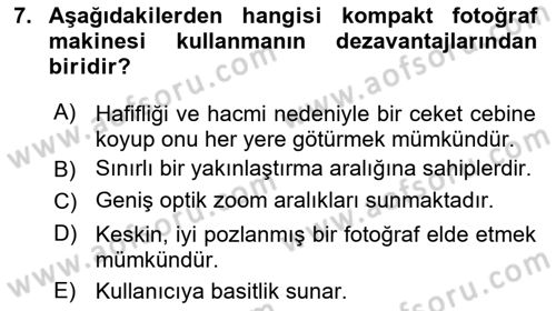  Sayısal Görüntüleme Teknolojileri Dersi Ara Sınavı Deneme Sınav Soruları 7. Soru