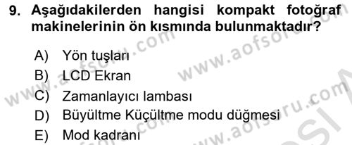  Sayısal Görüntüleme Teknolojileri Dersi Ara Sınavı Deneme Sınav Soruları 9. Soru