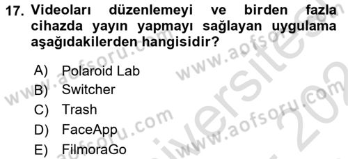  Sayısal Görüntüleme Teknolojileri Dersi 2023 - 2024 Yılı (Final) Dönem Sonu Sınav Soruları 17. Soru