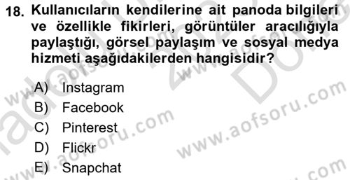  Sayısal Görüntüleme Teknolojileri Dersi 2023 - 2024 Yılı (Final) Dönem Sonu Sınav Soruları 18. Soru