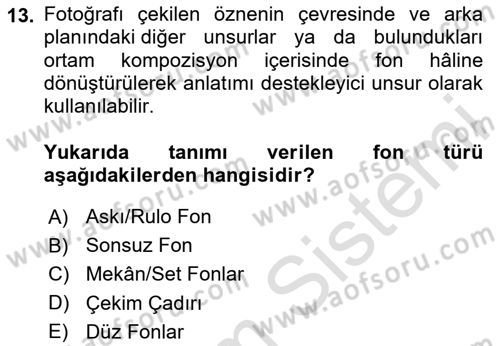  Sayısal Görüntüleme Teknolojileri Dersi 2023 - 2024 Yılı Yaz Okulu Sınav Soruları 13. Soru