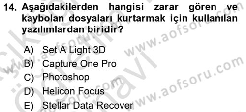 Sayısal Görüntüleme Teknolojileri Dersi 2023 - 2024 Yılı Yaz Okulu Sınav Soruları 14. Soru