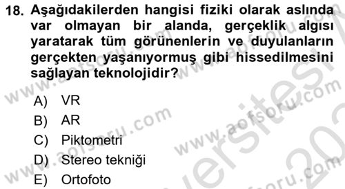  Sayısal Görüntüleme Teknolojileri Dersi 2023 - 2024 Yılı Yaz Okulu Sınav Soruları 18. Soru