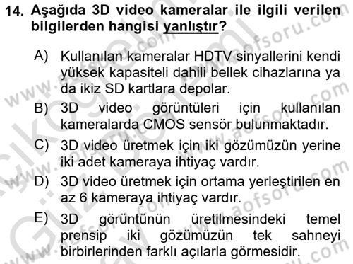  Sayısal Görüntüleme Teknolojileri Dersi 2024 - 2025 Yılı (Vize) Ara Sınav Soruları 14. Soru