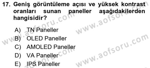  Sayısal Görüntüleme Teknolojileri Dersi 2024 - 2025 Yılı (Vize) Ara Sınav Soruları 17. Soru