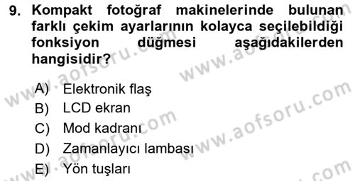  Sayısal Görüntüleme Teknolojileri Dersi 2024 - 2025 Yılı (Vize) Ara Sınav Soruları 9. Soru