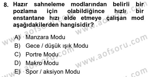  Sayısal Görüntüleme Teknolojileri Dersi 2024 - 2025 Yılı (Final) Dönem Sonu Sınav Soruları 8. Soru