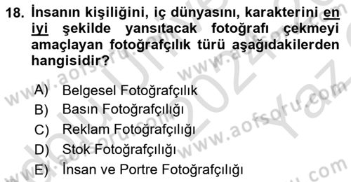  Sayısal Görüntüleme Teknolojileri Dersi 2024 - 2025 Yılı Yaz Okulu Sınav Soruları 18. Soru